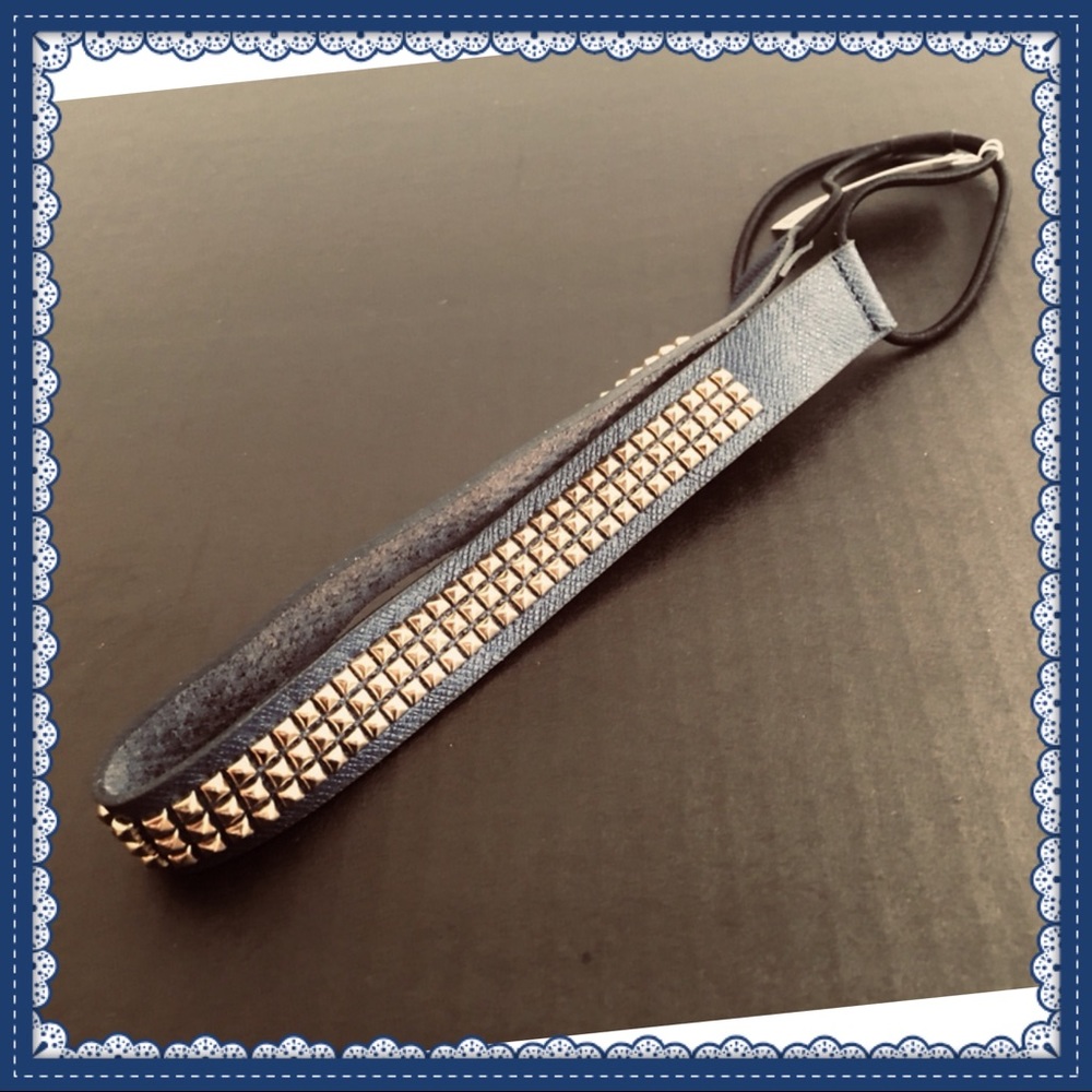 Navy Hairband With Brass Stud Detail